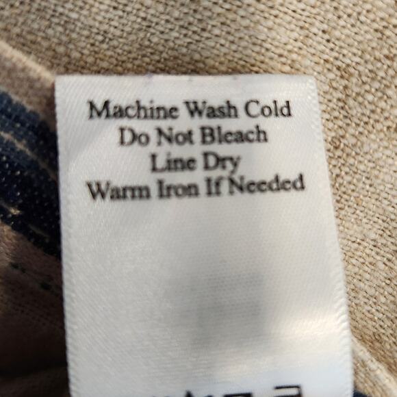 Coldwater Creek Women's Linen Cotton Blue Tan Striped Button Up Jacket Size 8 - Picture 8 of 8